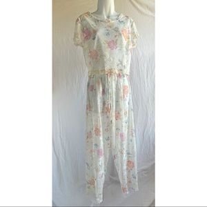90’s Victoria’s Secret Sheer Floral Crop Top Pants Lounge Set Vintage